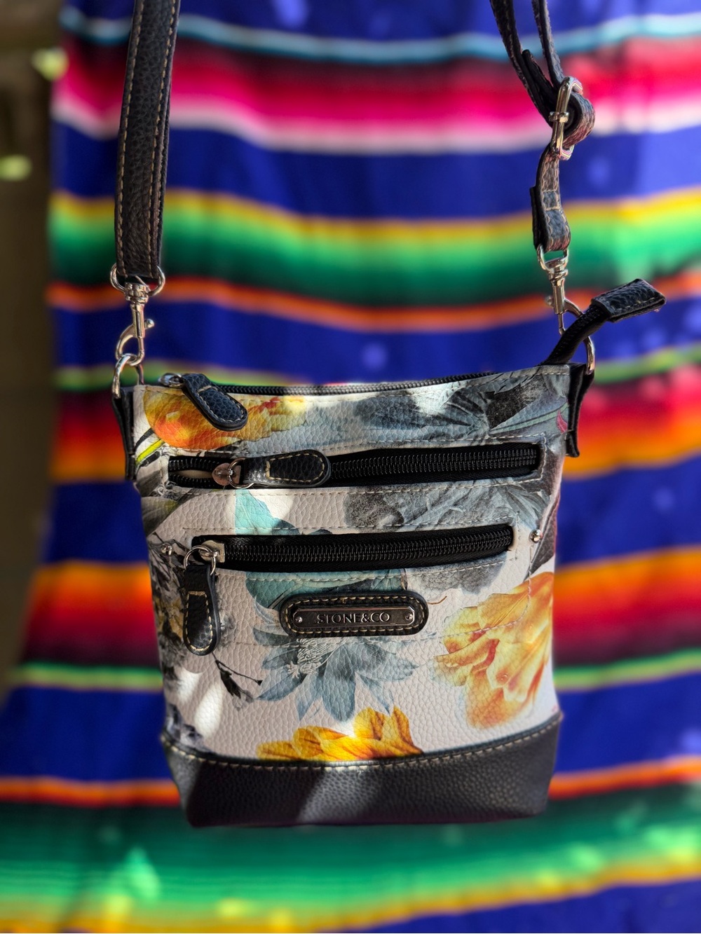 Stone & Co. Floral Crossbody Bag - White, Yellow, Teal